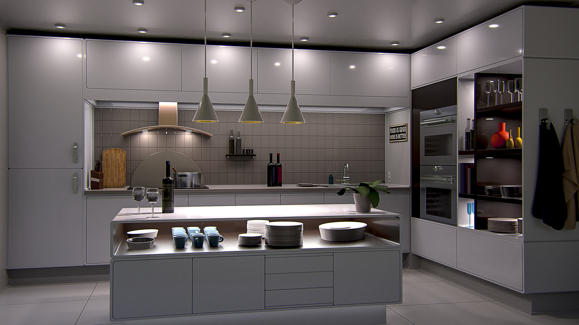 3D rendering of a kitchen